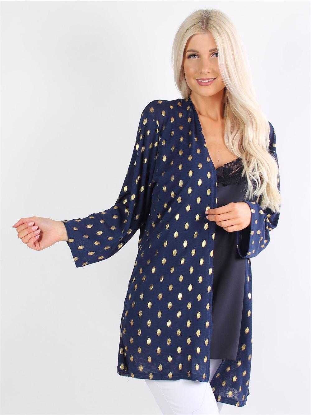 Amora - Tynd cardigan med guld detaljer